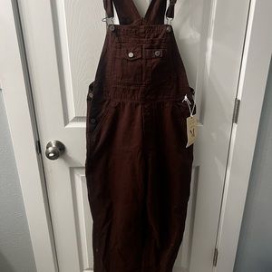 Brown espresso overalls.